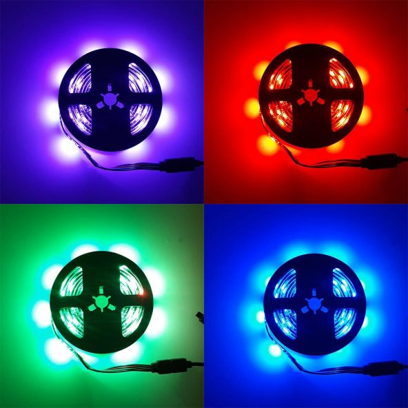 Bilgisayar Masası İçin RGB 5 Metre Adaptörlü Şerit Led Hazır Set - 2