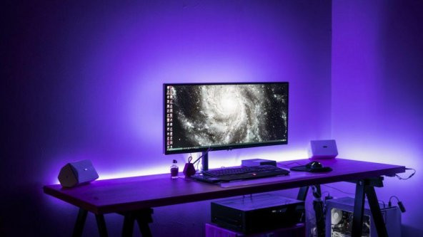 Bilgisayar Masası İçin RGB 5 Metre Adaptörlü Şerit Led Hazır Set - 6