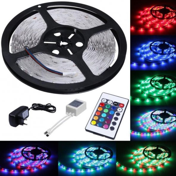 Bilgisayar Masası İçin RGB 5 Metre Adaptörlü Şerit Led Hazır Set - 10