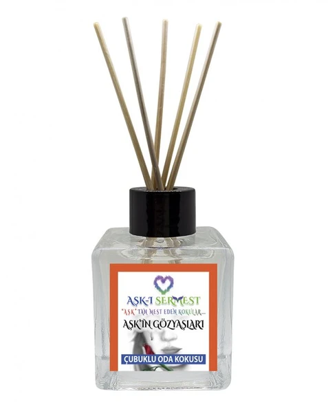 Aşk-ı Sermest Aşkın Gözyaşları Çiçek Aromalı Bambu Çubuk Oda Kokusu Parfüm,  Küp Şişe,  120ml, 5 Ad ürün görseli 1