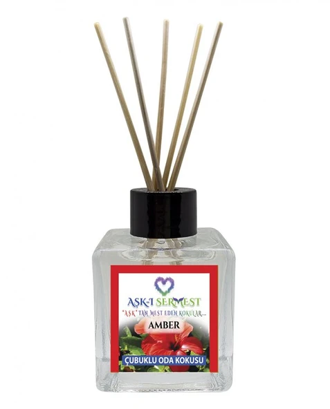 Aşk-ı Sermest Çilekli Sakız Aromalı Bambu Çubuklu Oda Kokusu Parfüm,  Küp Şişe,  120 mL, 10 Adet ürün görseli 1