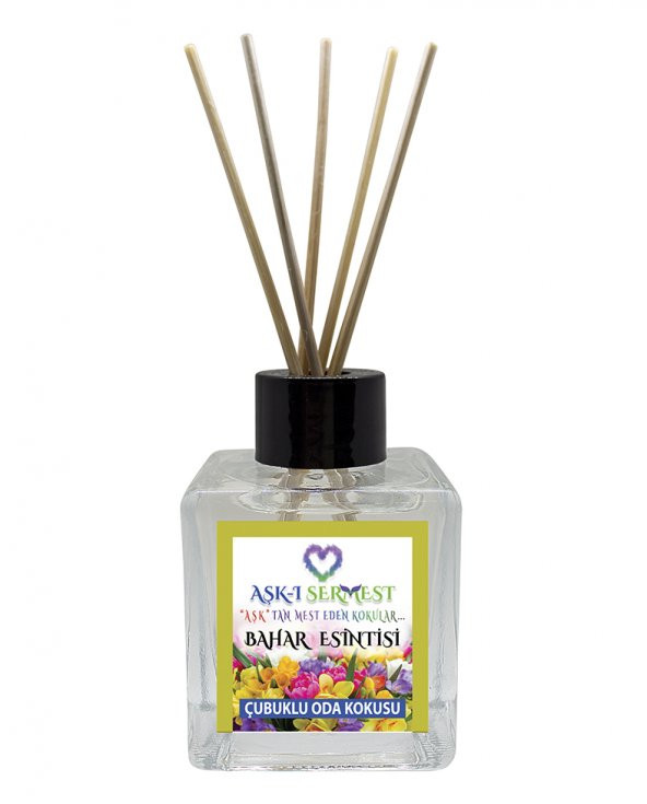 Aşk-ı Sermest Gül&Yasemin Aromalı Bambu Çubuklu Oda Kokusu Parfüm,  Küp Şişe,  120 mL, 10 Adet