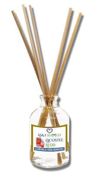 Aşk-ı Sermest Lacosstee Redd Çiçek Aromalı Bambu Çubuklu Oda Kokusu Parfüm, Oval Şişe, 100 mL, 10 Ad ürün görseli