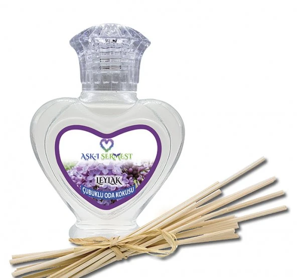 Aşk-ı Sermest Limon Aromalı Bambu Çubuklu Oda Kokusu Parfüm, Kalp Şişe, 60 mL, 10 Adet ürün görseli 1