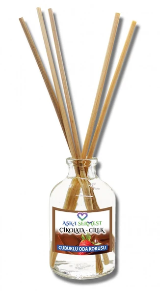 Aşk-ı Sermest Çikolata&Sakız Aromalı Bambu Çubuklu Oda Kokusu Parfüm, Oval Şişe, 50 mL , 10 Adet ürün görseli