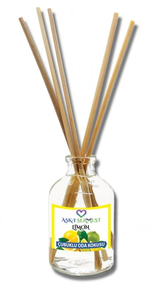Aşk-ı Sermest Limon Aromalı Bambu Çubuklu Oda Kokusu Parfüm, Oval Şişe, 100 mL, 10 Adet ürün görseli 1