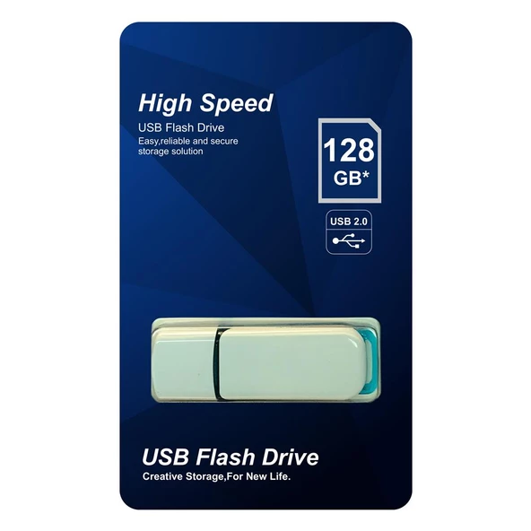 Elba 128 GB Plastik Beyaz-Mavi 2.0 USB Flash Bellek