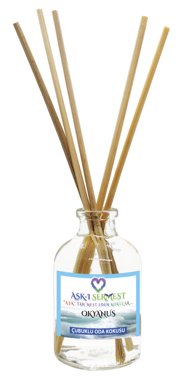 Aşk-ı Sermest Okyanus Aromalı Bambu Çubuklu Oda Kokusu Parfüm, Oval Şişe, 50 mL, 3 Adet
