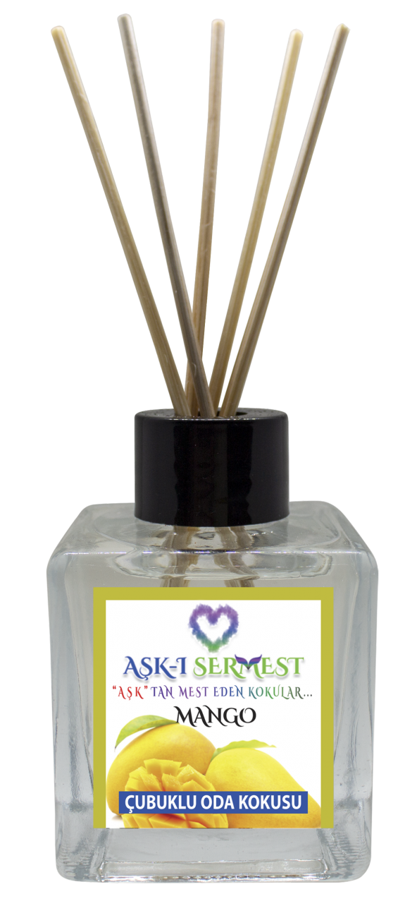 Aşk-ı Sermest Mango Aromalı Bambu Çubuklu Oda Kokusu Parfüm, Küp Şişe, 120 mL, 10 Adet