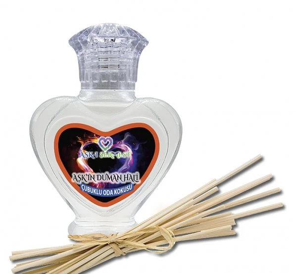 Aşk-ı Sermest Aşkın Duman Hali Çiçek Aromalı Bambu Çubuk Oda Kokusu Parfüm, Kalp Şişe, 60 mL, 5 Ad ürün görseli 1