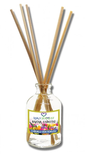 Aşk-ı Sermest Bahar Esintisi Aromalı Bambu Çubuklu Oda Kokusu Parfüm, Oval Şişe, 50 mL , 10 Adet ürün görseli 1