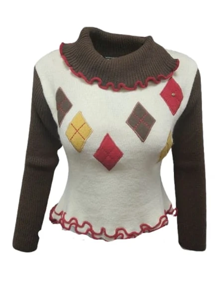 Sandora S02669 Kadın Desenli Akrilik Triko Boğazlı Kazak - Resim 3