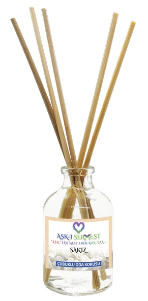 Aşk-ı Sermest Sakız Aromalı Bambu Çubuklu Oda Kokusu Parfüm, Oval Şişe, 50 mL, 10 Adet - 1