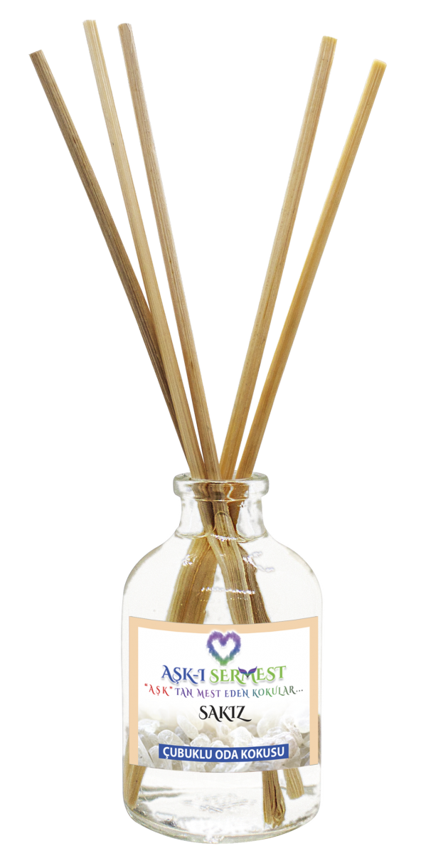 Aşk-ı Sermest Sakız Aromalı Bambu Çubuklu Oda Kokusu Parfüm, Oval Şişe, 50 mL, 10 Adet