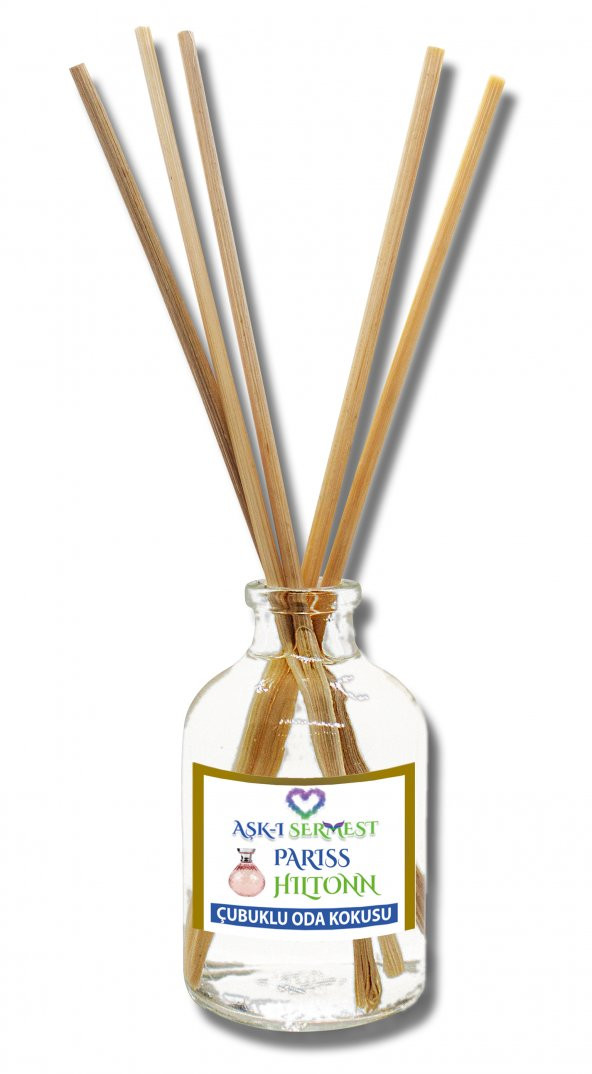 Aşk-ı Sermest Pariiss Hiltonn Çiçek Aromalı Bambu Çubuklu Oda Kokusu Parfüm, Oval Şişe, 50 mL , 3 Ad