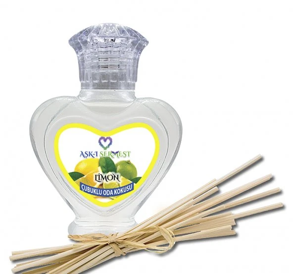 Aşk-ı Sermest Yeşil Elma&Tarçın Aromalı Bambu Çubuklu Oda Kokusu Parfüm, Kalp Şişe, 60 mL, 10 Adet ürün görseli 1