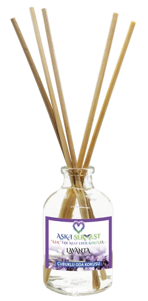 Aşk-ı Sermest Lavanta Aromalı Bambu Çubuklu Oda Kokusu Parfüm, Oval Şişe, 50 mL, 10 Adet ürün görseli 1