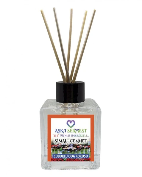 Aşk-ı Sermest Şimal Cennet Çiçek Aromalı Bambu Çubuklu Oda Kokusu Parfüm,  Küp Şişe,  120 mL, 5 Adet - 1