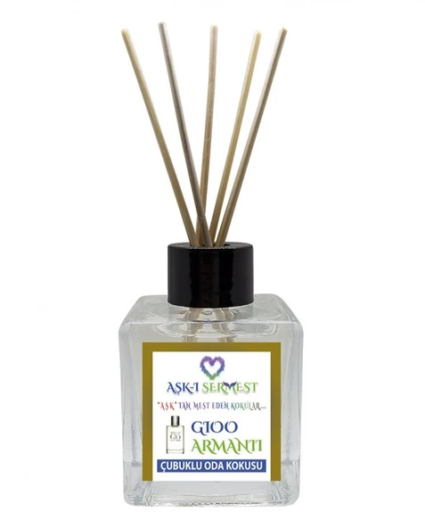 Aşk-ı Sermest Hindistan Cevizi Aromalı Bambu Çubuklu Oda Kokusu Parfüm,  Küp Şişe, 60 mL, 5 Adet - 1
