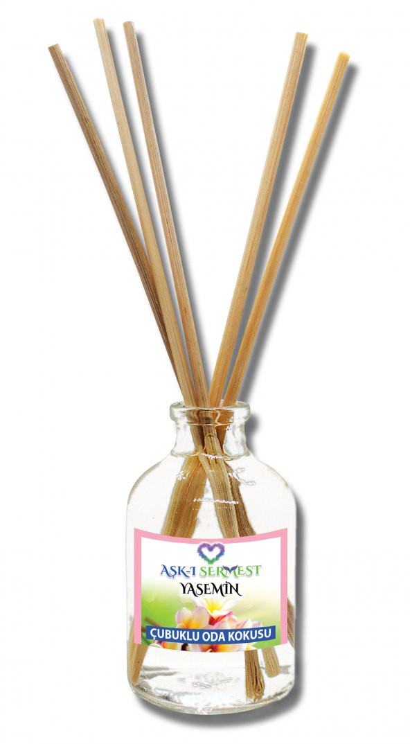 Aşk-ı Sermest Yasemin Aromalı Bambu Çubuklu Oda Kokusu Parfüm, Oval Şişe, 100 mL, 5 Adet