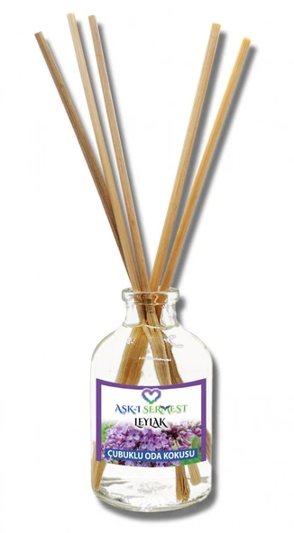 Aşk-ı Sermest Leylak Aromalı Bambu Çubuklu Oda Kokusu Parfüm, Oval Şişe, 100 mL, 5 Adet ürün görseli 1