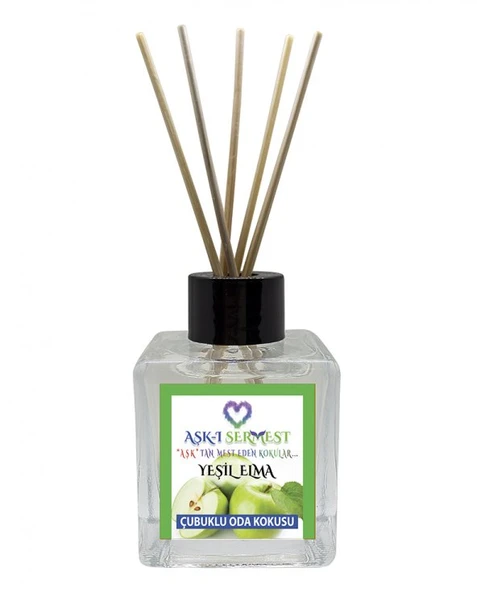 Aşk-ı Sermest Vanilya&Tarçın Aromalı Bambu Çubuklu Oda Kokusu Parfüm,  Küp Şişe, 60 mL, 5 Adet - 1