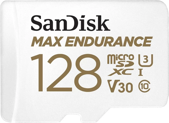 Ev Güvenlik Kameraları ve Araç Kameraları için Maksimum Dayanıklılık MicroSDHC 128GB SD Adaptör, 60.000 Saate Kadar, Full HD / 4K Videolar, 100/40 MB/sn'ye Kadar Okuma/Yazma Hızları