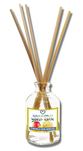 Aşk-ı Sermest Mango&Kavun Aromalı Bambu Çubuklu Oda Kokusu Parfüm, Oval Şişe, 50 mL , 5 Adet ürün görseli 1