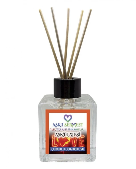 Aşk-ı Sermest Aşkın Ateşi Çiçek Aromalı Bambu Çubuklu Oda Kokusu Parfüm,  Küp Şişe,  200 mL, 5 Adet
