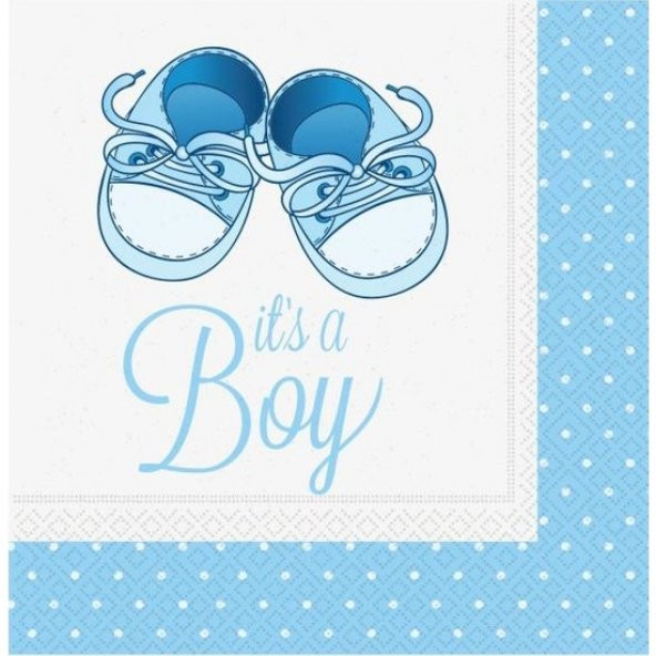 Erkek Bebek Peçete Mavi Patikler 20 Adet