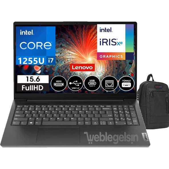 V15 G3 Iap Intel® Core™ I7-1255U 8 GB 512GB  SSD 15.6" Dos Fhd Dizüstü Bilgisayar +SnerTech ÇANTA