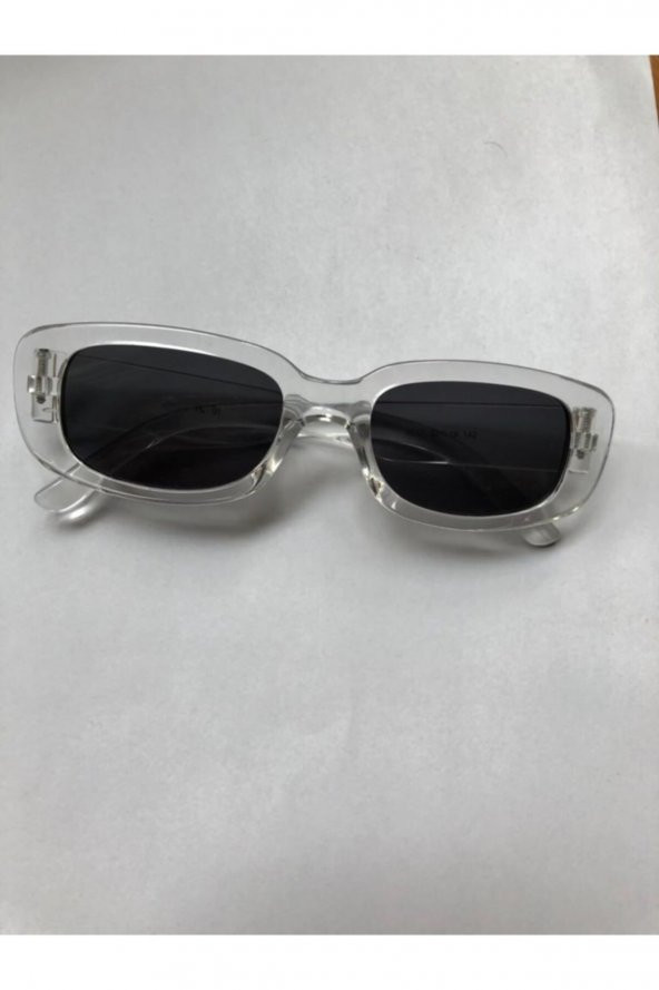 Şeffaf Dikdörtgen Vintage Retro Güneş Gözlüğü - 2