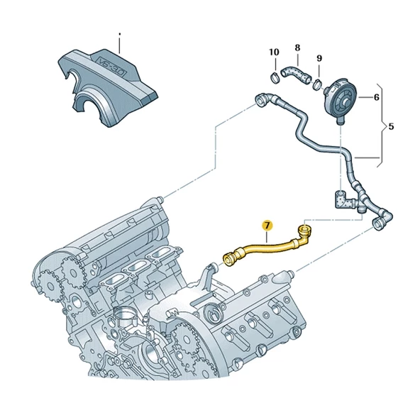 Audi A4 A6 A8 3.0 V6 ASN BBJ Motor Üst Havalandırma Hortumu 06C103235A - 6