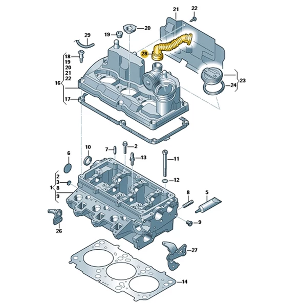 Seat İbiza 2013-2015 1.2TDi Üst Kapak Hava Borusu 03P103493A - 6