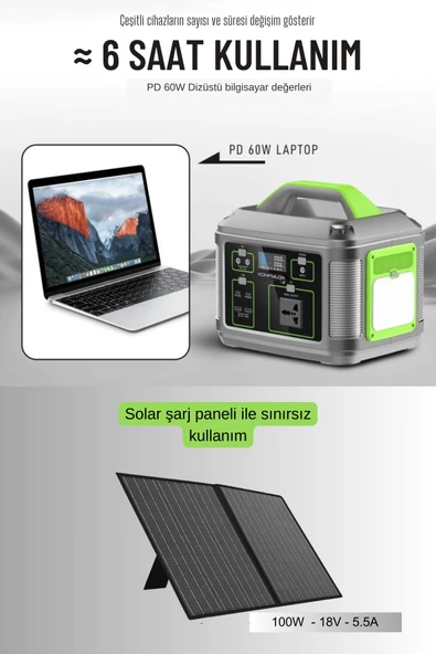 Fuchsia 128.000 mAh 600W Güçlü Hafif Güç Kaynağı Taşınabilir Kamp ve Doğa İçin İdeal - 4