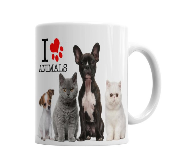 I Love Animals Kedi Köpek Cat Dog Pet Hayvan Kupa Bardak - 1
