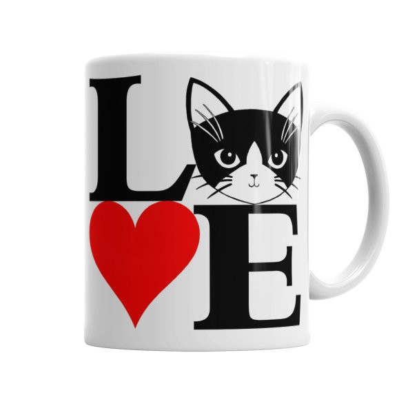 I Love Kedi Seni Seviyorum Kedi Kupa Bardak Porselen