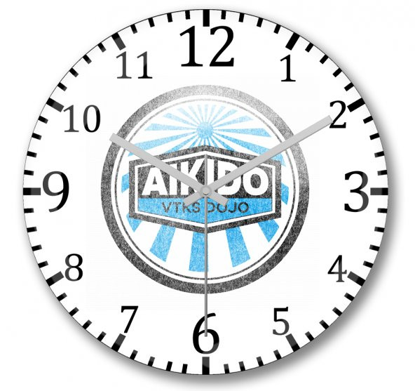 Logo Distress Aıkıdo Duvar Saati Bombeli Gercek Cam