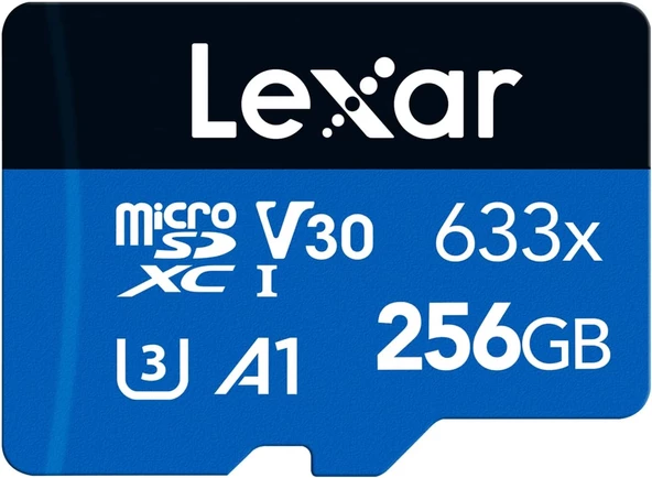 633 x 256 GB Micro SD kart, microSDXC UHS-I kartı + SD adaptörü, 100 MB/sn'ye kadar okuma, hafıza kartı Micro SD A1, C10, U3, V30, cep telefonu/tablet/güvenlik kamerası için (LMS0633256G-BNAAA)