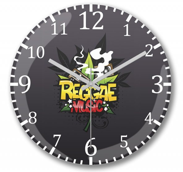 Reggae Music Duvar Saati Bombeli Gercek Cam