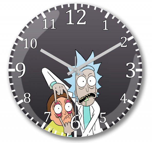 Rick and Morthy Duvar Saati Bombeli Gercek Cam