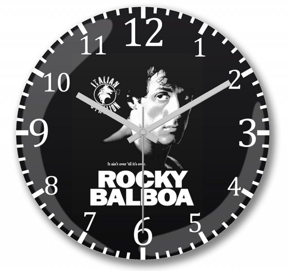Rocky Balboa Duvar Saati Bombeli Gercek Cam