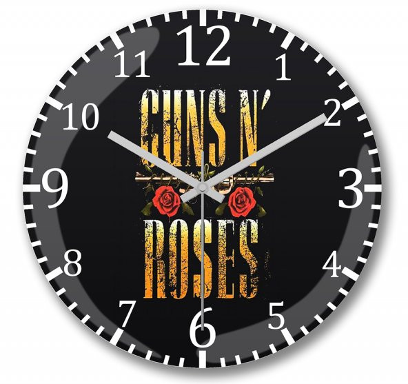 Guns N Roses Duvar Saati Bombeli Gercek Cam
