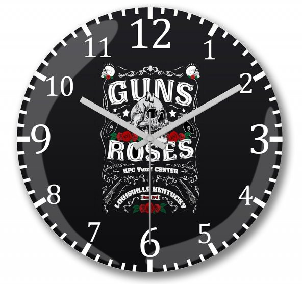 Guns N Roses 3 Duvar Saati Bombeli Gercek Cam