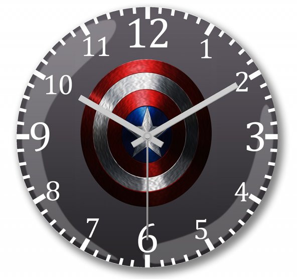 Captain America3 Duvar Saati Bombeli Gercek Cam