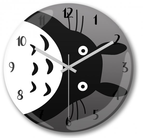 Totoro Tasarım Duvar Saati Bombeli Gercek Cam-Ücretsiz Kargo-