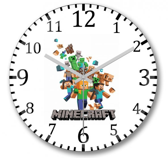 Minecraft Duvar Saati Bombeli Gercek Cam - 1