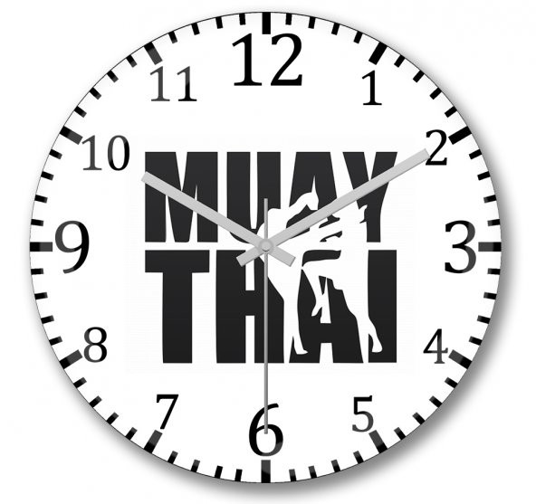 Muay Thai Duvar Saati Bombeli Gercek Cam