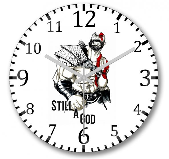 Kratos Still A God Duvar Saati Bombeli Gercek Cam