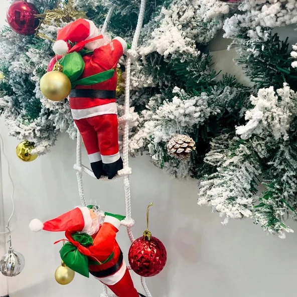 70 CM 2Lİ MERDİVENE TIRMANAN NOEL BABA YILBAŞI SÜSÜ YILBAŞI ÇAM AĞACI SÜSLERİ VİTRİN NOEL SÜSLERİ ürün görseli